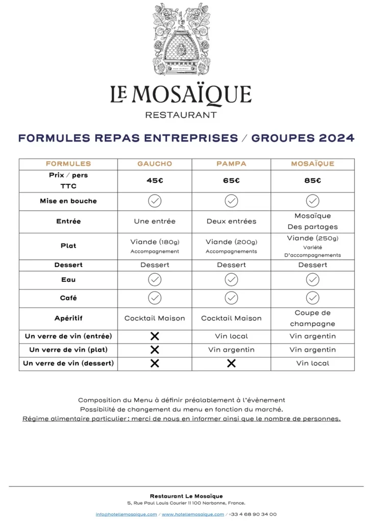 Formules Repas Groupes